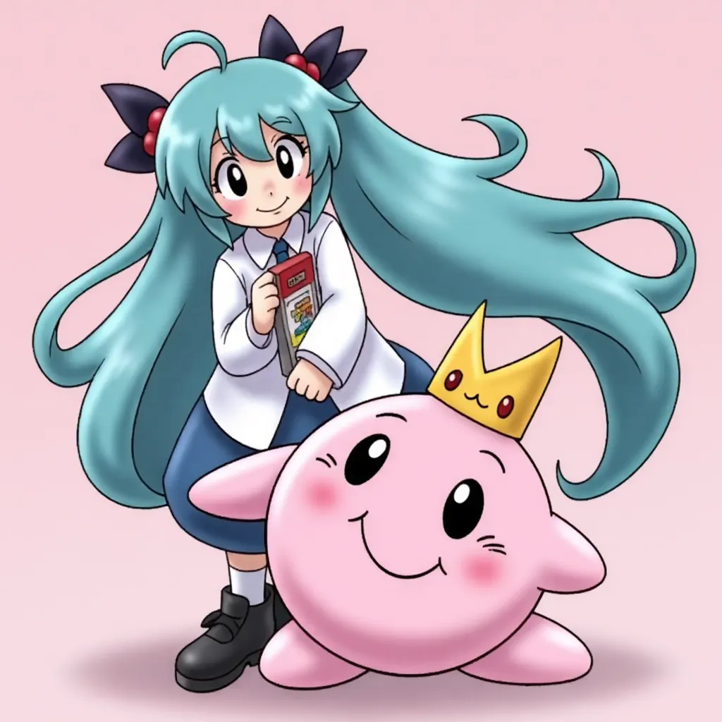 "Hatsune miku with kirby"
