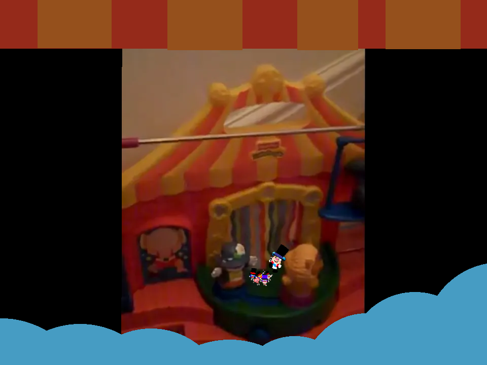 The performer shapes and puppy the circus ringmaster
