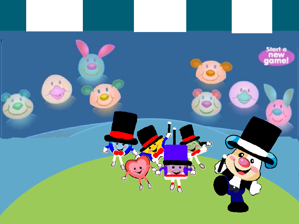 The performer shapes and puppy the circus ringmaster
