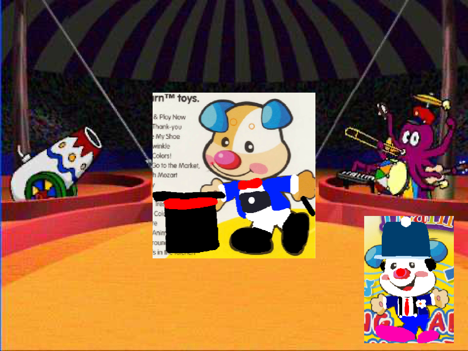 Puppy the ringmaster and puppy the clown