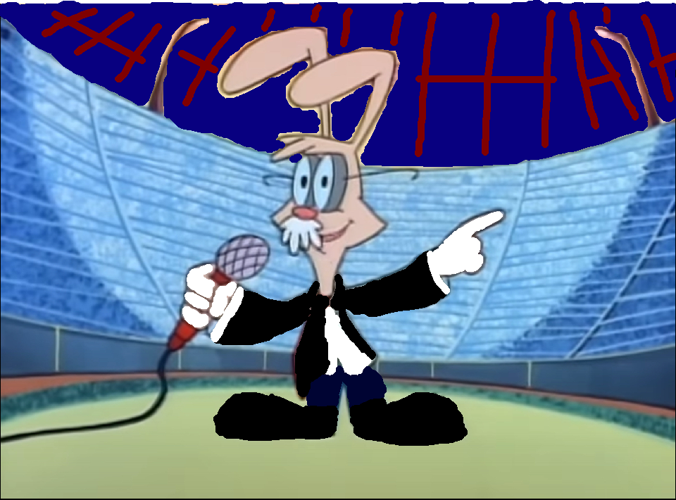 Circus announcer rabbit gardener
