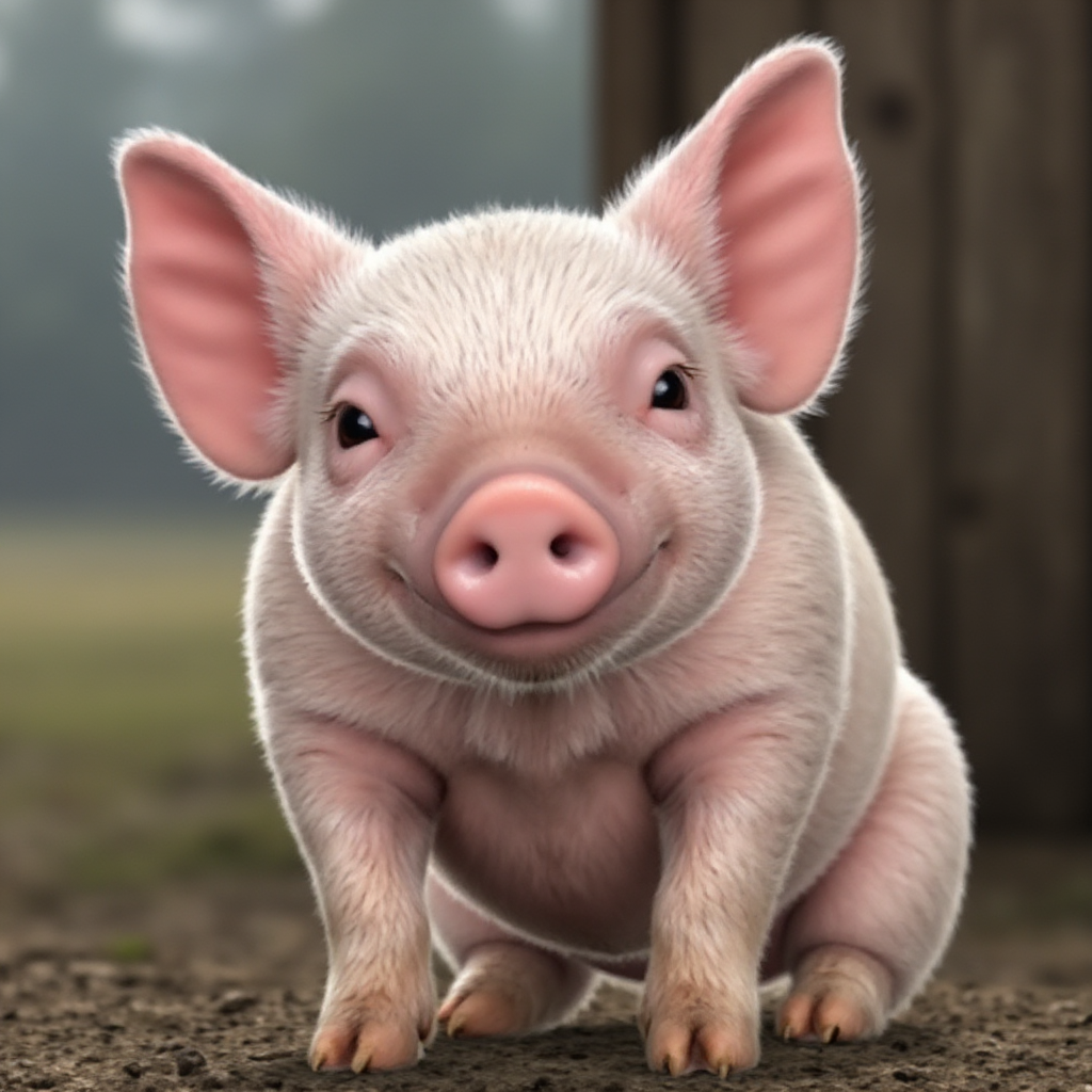 Wilbur from Charlotte's Web Live-action 2006 film is a pig on the farm background.