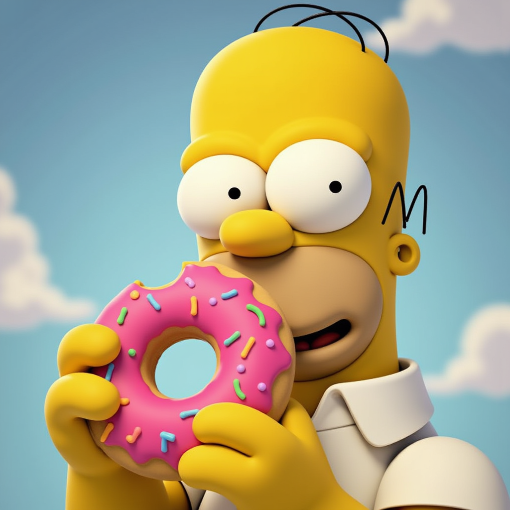 Homer Simpson 2d, Holding A Pink Donut