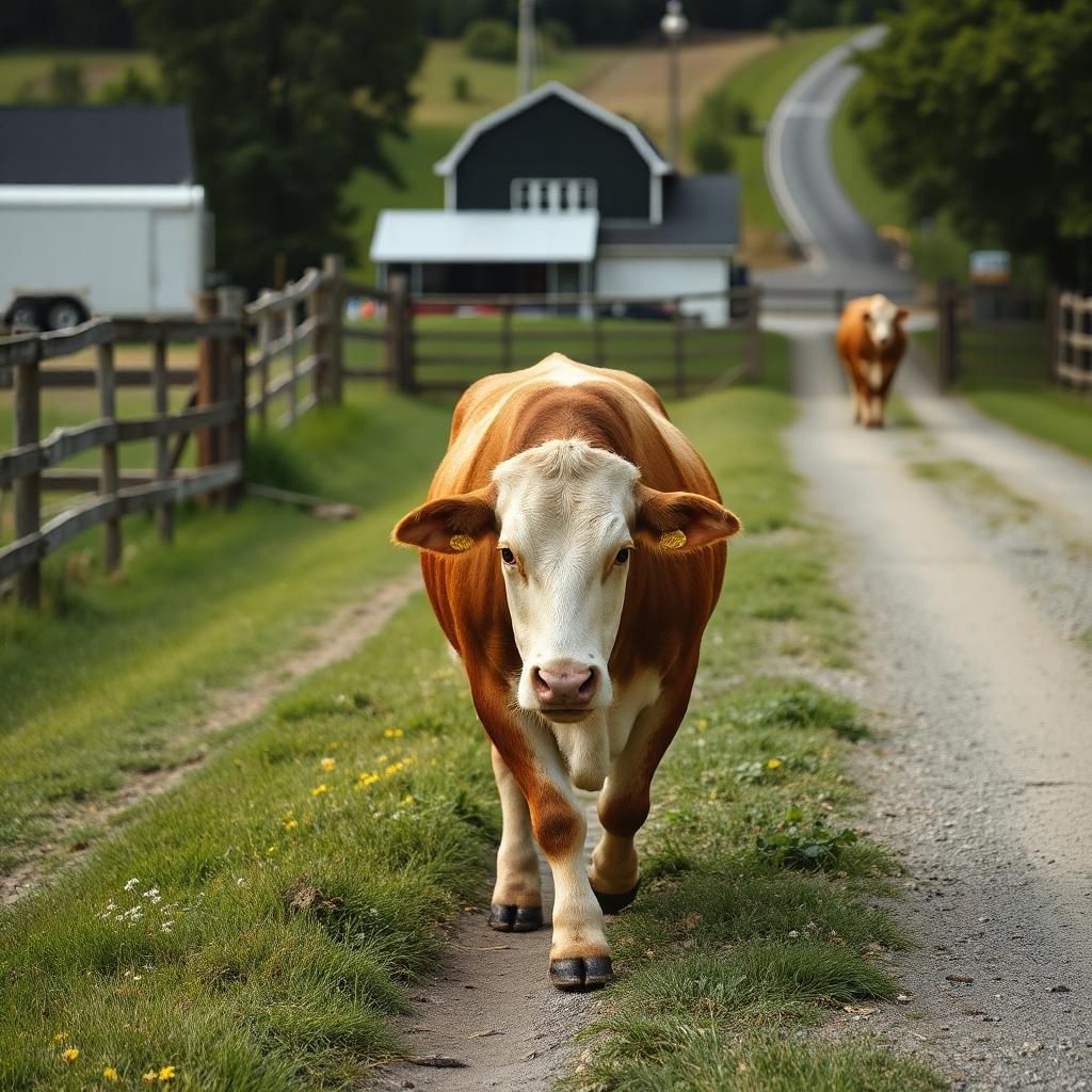 A bull walking along the farm