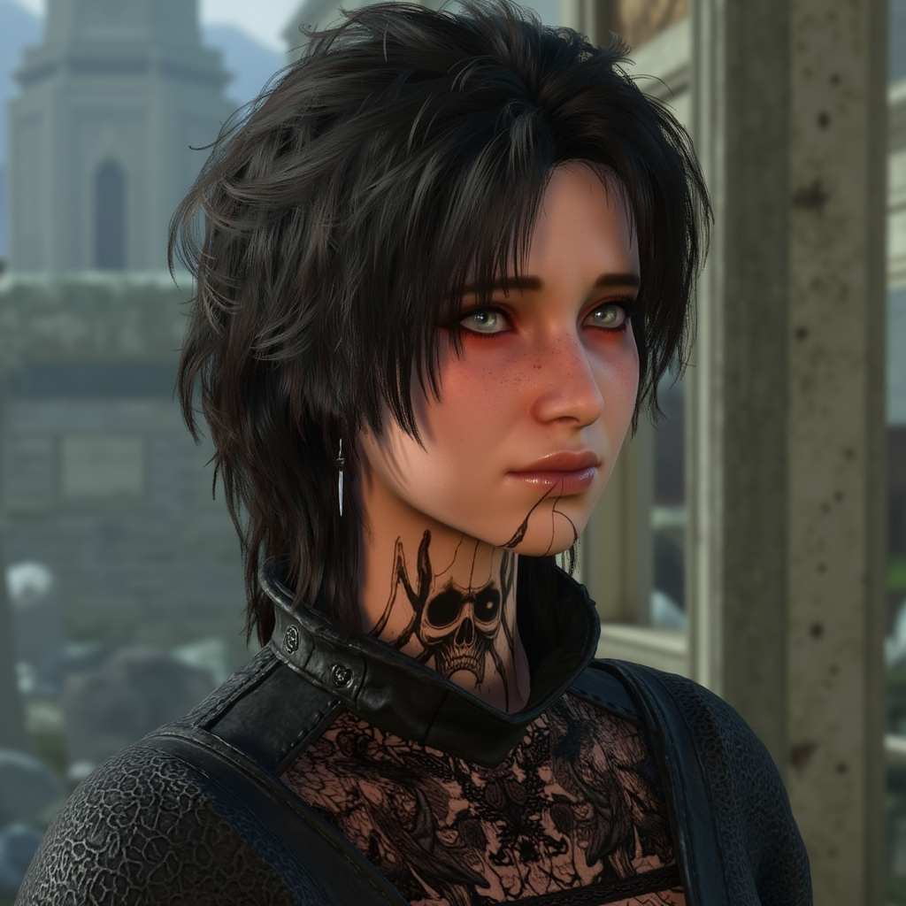 Evelyn (Baldur's Gate) with a wolf cut hairstyle