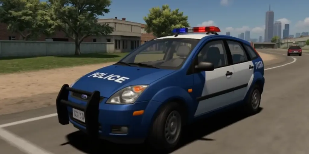 ps1 screencap of 2006 Ford Fiesta police car, three-door hatchback