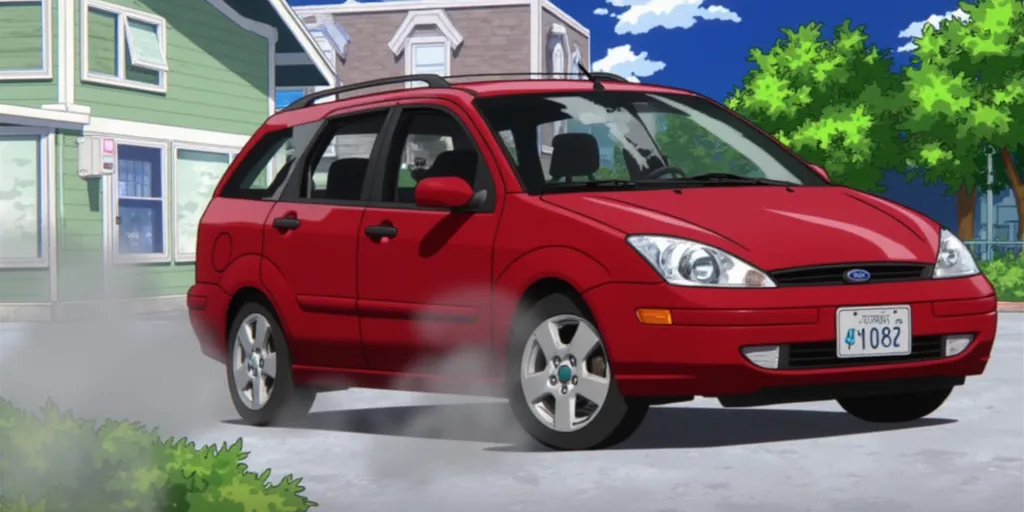 My Hero Academia style, 2002 Ford Focus, screenshot from My Hero Academia
