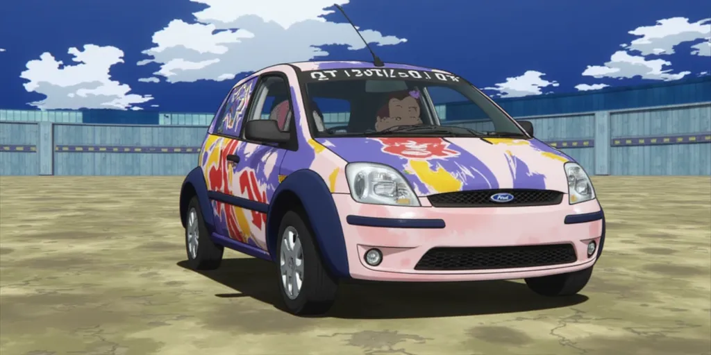 My Hero Academia style, 2006 Ford Fiesta, screenshot from My Hero Academia