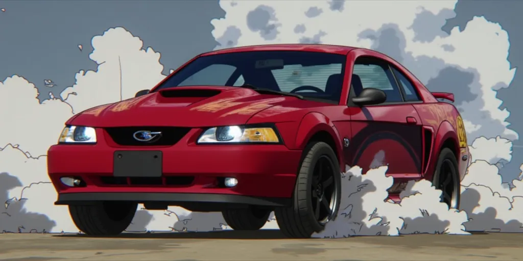 My Hero Academia style, 2001 Ford Mustang, screenshot from My Hero Academia