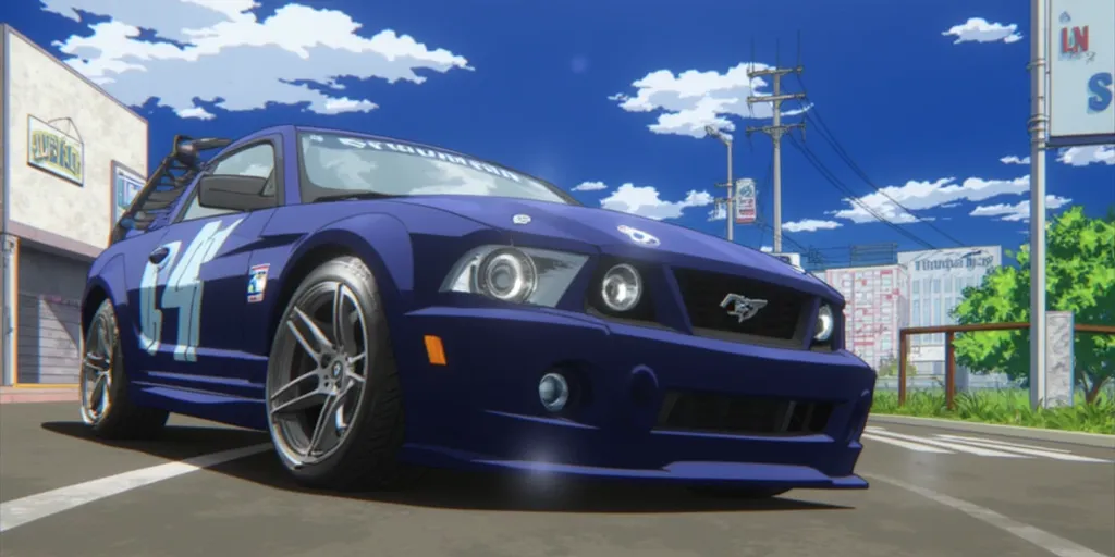My Hero Academia style, 2006 Ford Mustang, screenshot from My Hero Academia