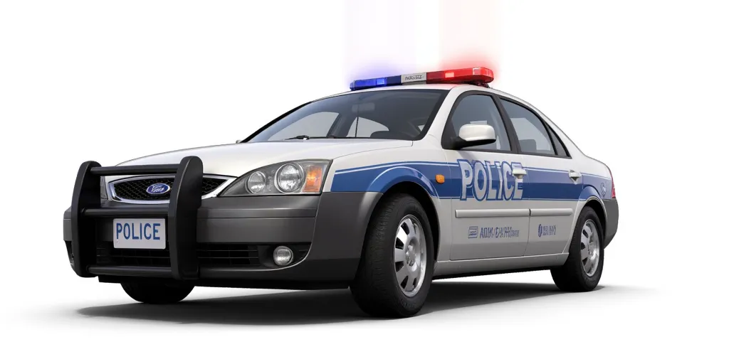 super smash bros ultimate render, white background, 2005 Ford Mondeo, police car