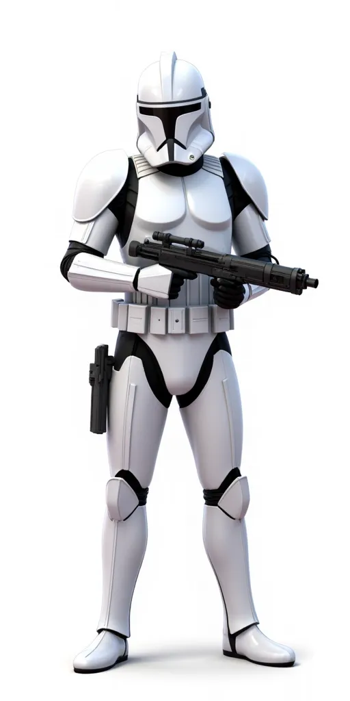 super smash bros ultimate render, white background, Clone Trooper, full-body