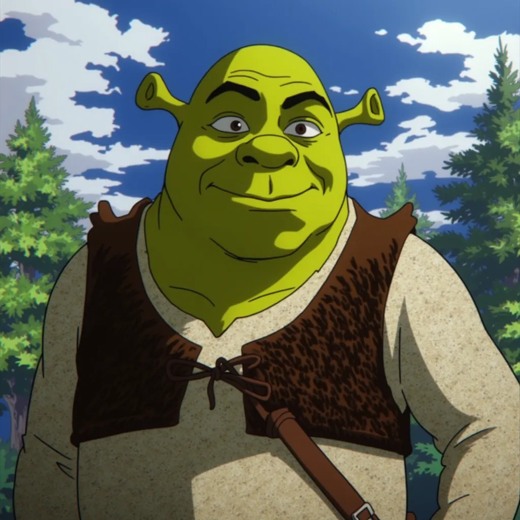 My Hero Academia style, Shrek, screenshot from My Hero Academia, source_anime