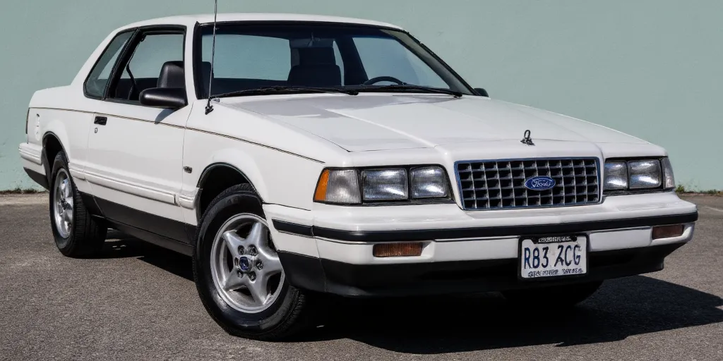 realistic, photorealistic, real-life, 1986 coupe with the Ford logo badge on the hood, Chevrolet inspired coupe