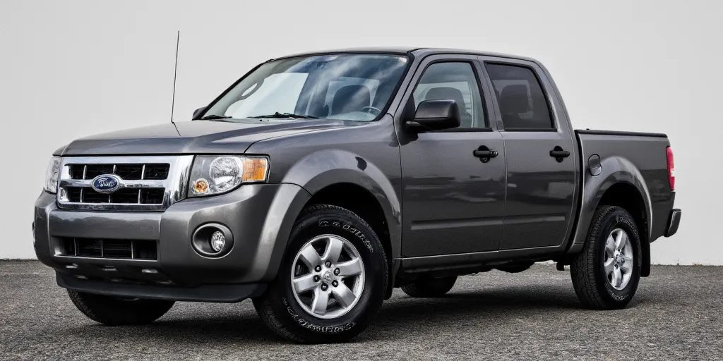 realistic, photorealistic, real-life, 2009 Ford Escape pickup, as a pickup