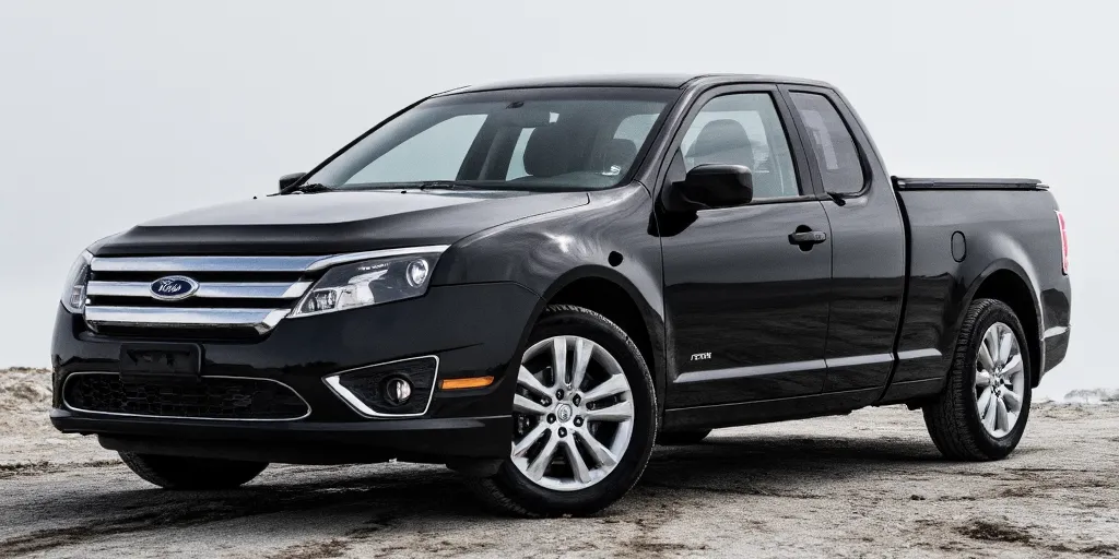 realistic, photorealistic, real-life, 2011 Ford Fusion pickup, as a pickup