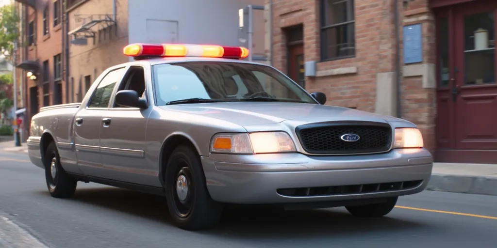 Illuminationstyle of silver 2005 Ford Crown Victoria bakkie in a city