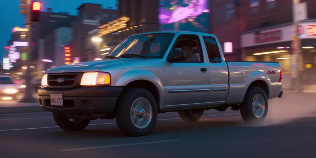 Illuminationstyle of silver 2003 Ford Escape pickup in a city
