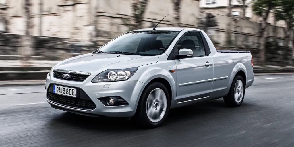 realistic, photorealistic, real-life, 2007 Ford Focus bakkie, European Ford Focus