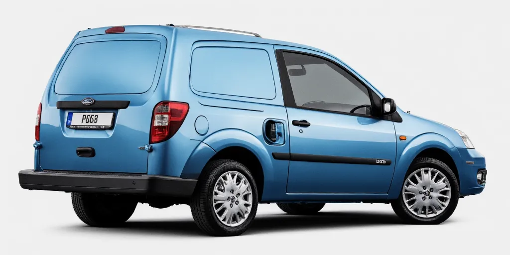 realistic, photorealistic, real-life, 2006 Ford Fiesta car panel van, three-door van