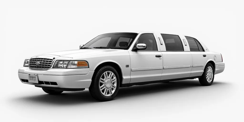 realistic, photorealistic, real-life, 2001 Ford Crown Victoria limo, limousine, studio background