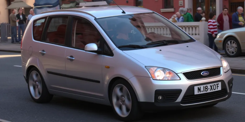 Illuminationstyle of silver 2005 Ford C-Max in a city