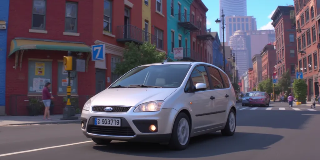 Illuminationstyle of silver 2008 Ford C-Max in a city