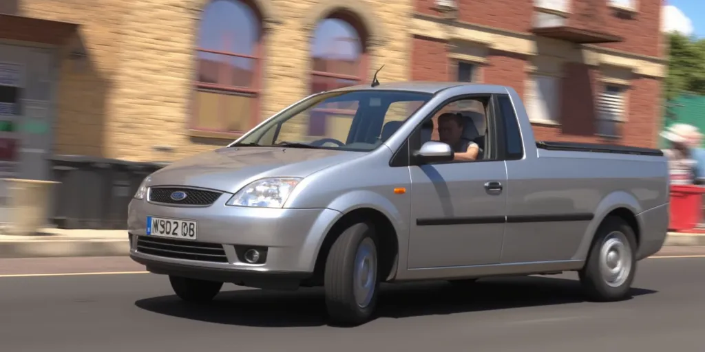 Illuminationstyle screencap of silver 2005 Ford C-Max bakkie in a city