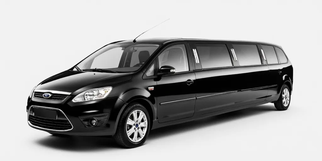 realistic, photorealistic, real-life, 2007 Ford C-Max limo, limousine, studio background