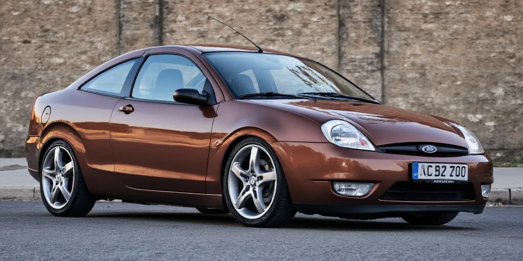 realistic, photorealistic, real-life, 2002 Ford coupe, European
