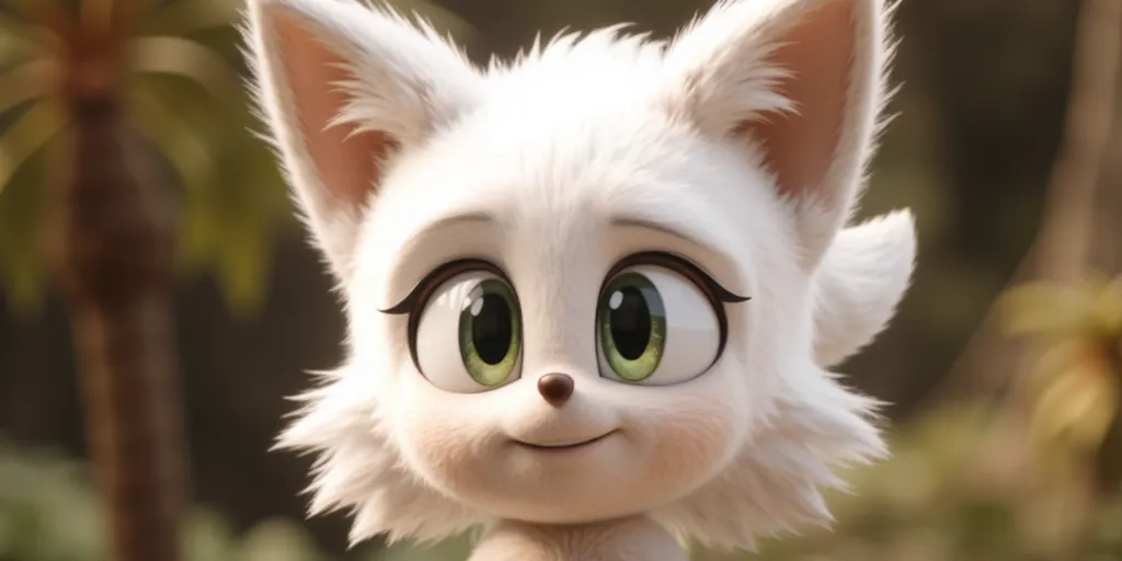 Wenda, White, two tufts of fur on both of her cheeks, and two long pointy ears on her head. She has eyelashes on both eyes, Sonic Movie, Cinematic