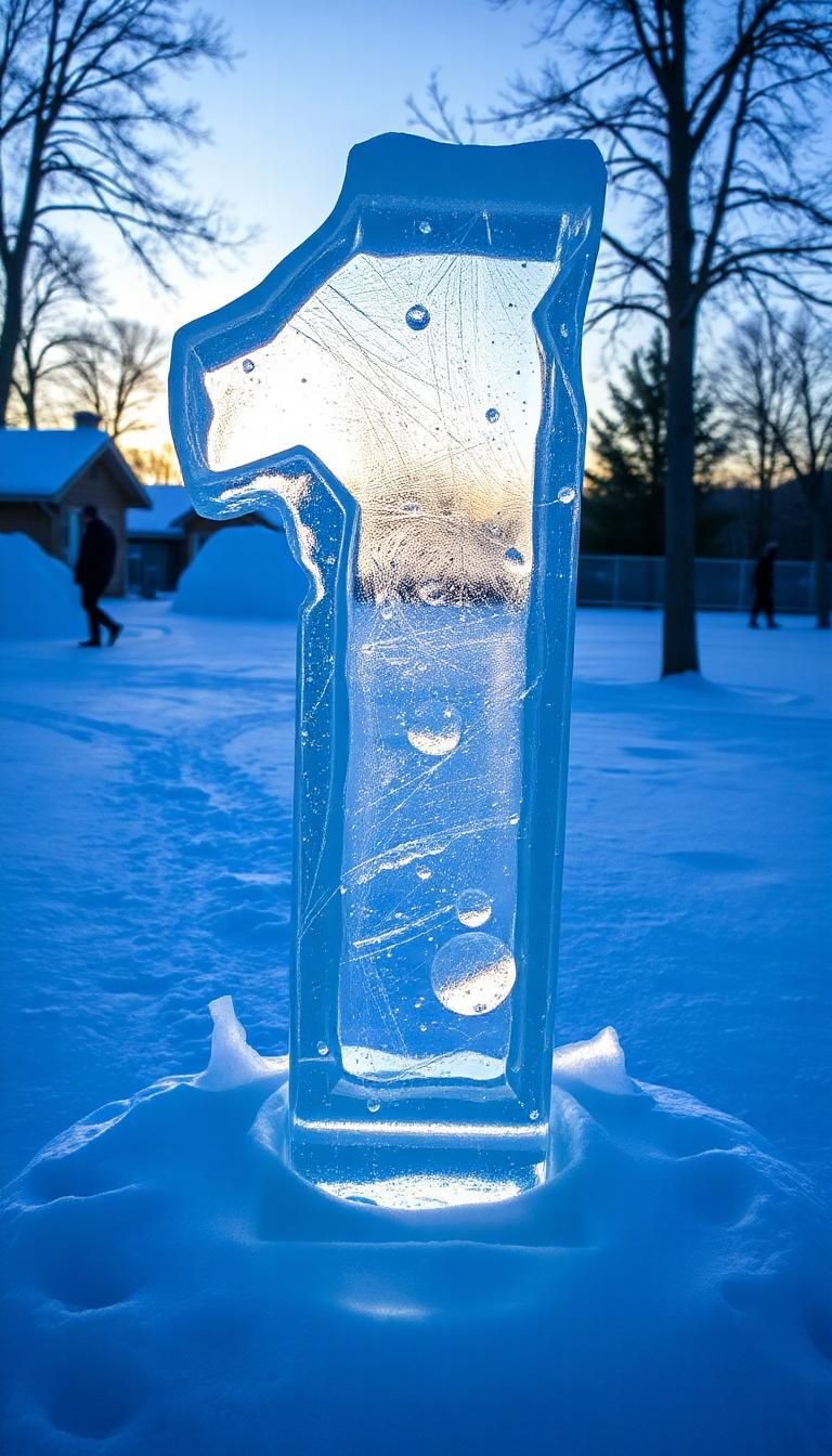 A stunning ice sculpture of the number "1"