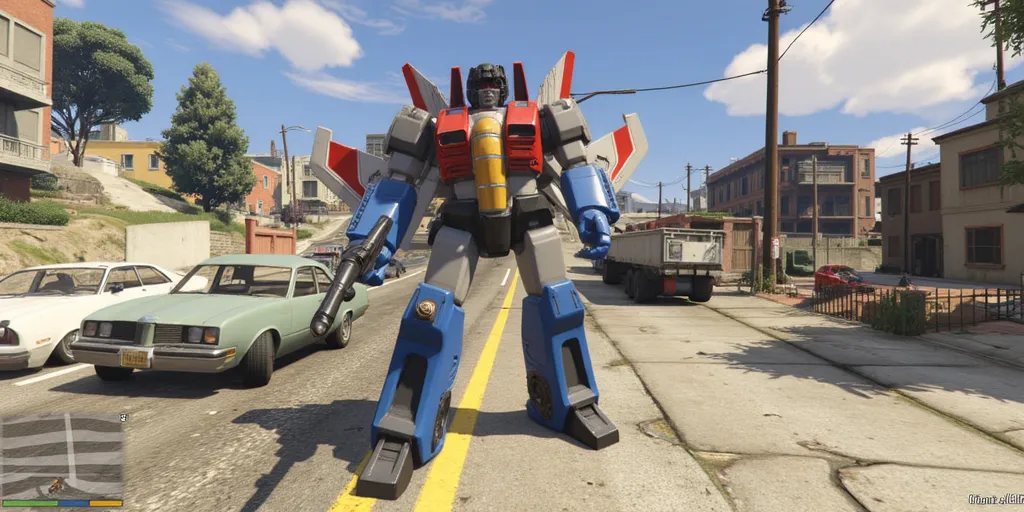 Starscream from transformers G1  in a Grand Theft Auto V gameplay