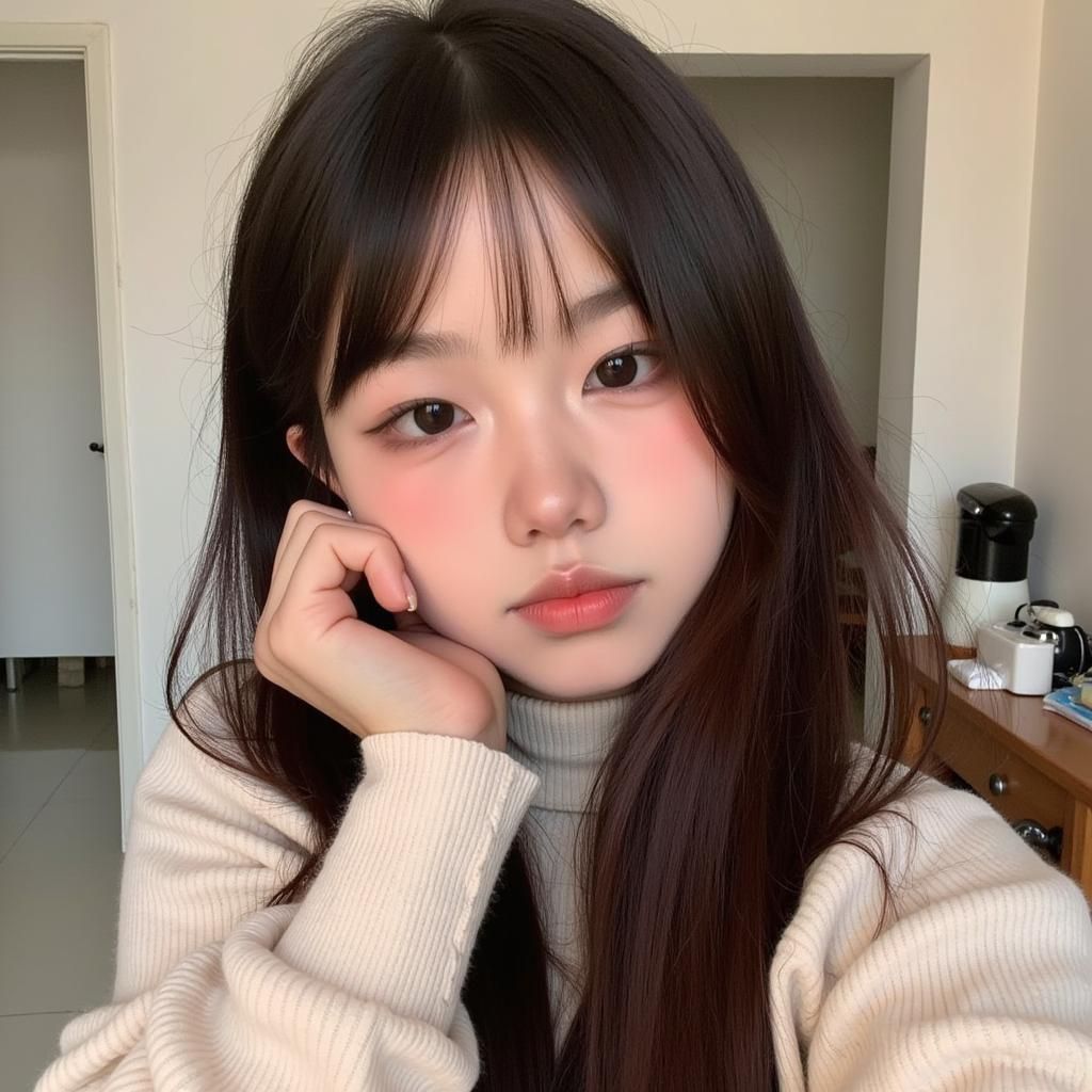 Xiaopangjuu douyin chinese girl pretty girl, taking a selfie