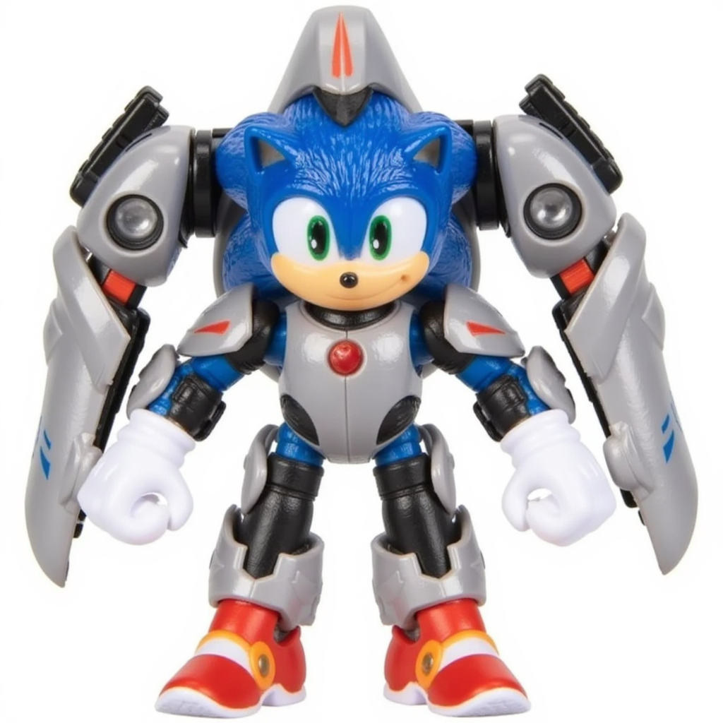 A Sonic The Hedgehog 3 Movie 2.5 inch Action Figure Of "" Sonic the Hedgehog as a cyborg