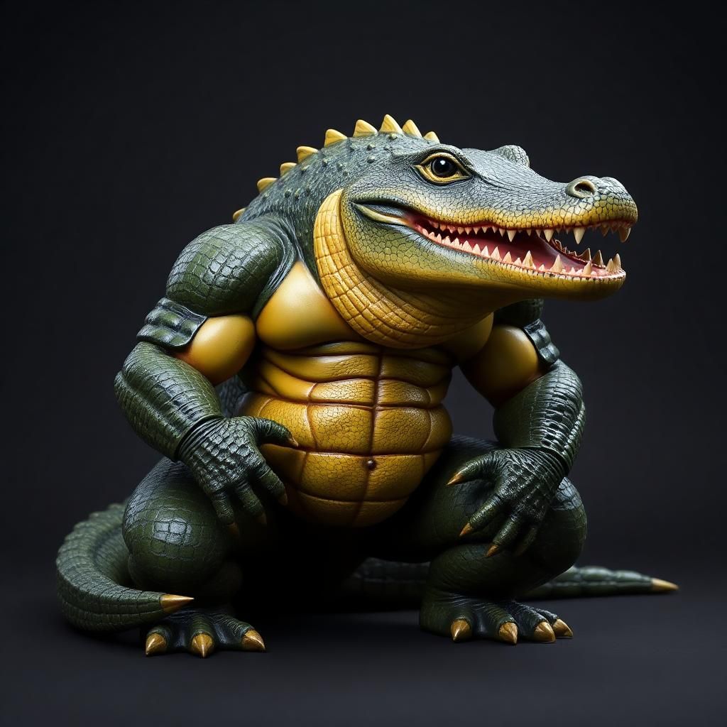 a muscular anthropomorphic alligator