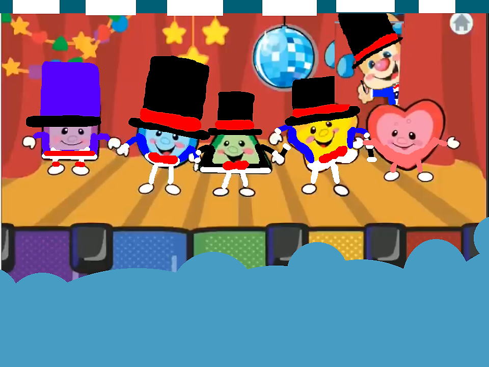 The circus shapes and colors show
