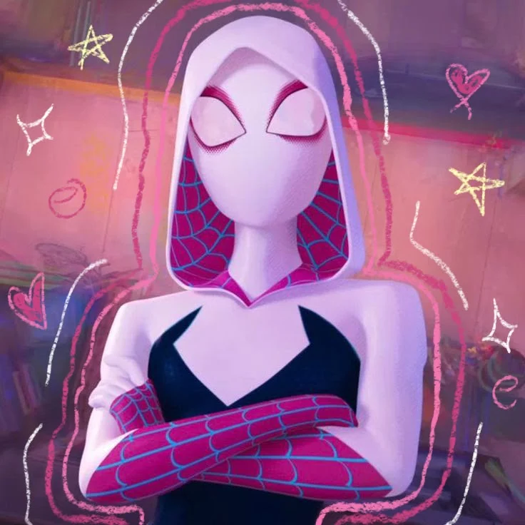 Gwen Stacy-Alondra Patricia Hidalgo Quintero-Ghost Spider-spiderman into the spiderverse-A través del Spider-Verso-Spider man-Mujer araña-Hombre araña-Animado-La pelicula animada-Marvel Animated (Latin Americ Spanish Dub-Español latino)