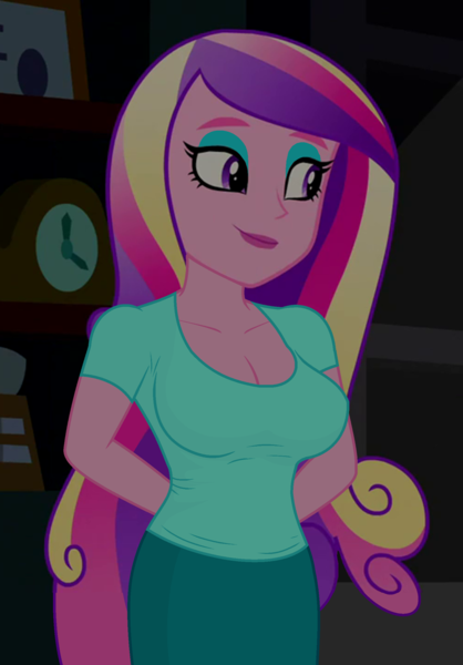 Female in blue to shirt