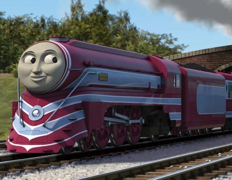 Caitlin the magenta streamlined engine(Thomas the tank engine)