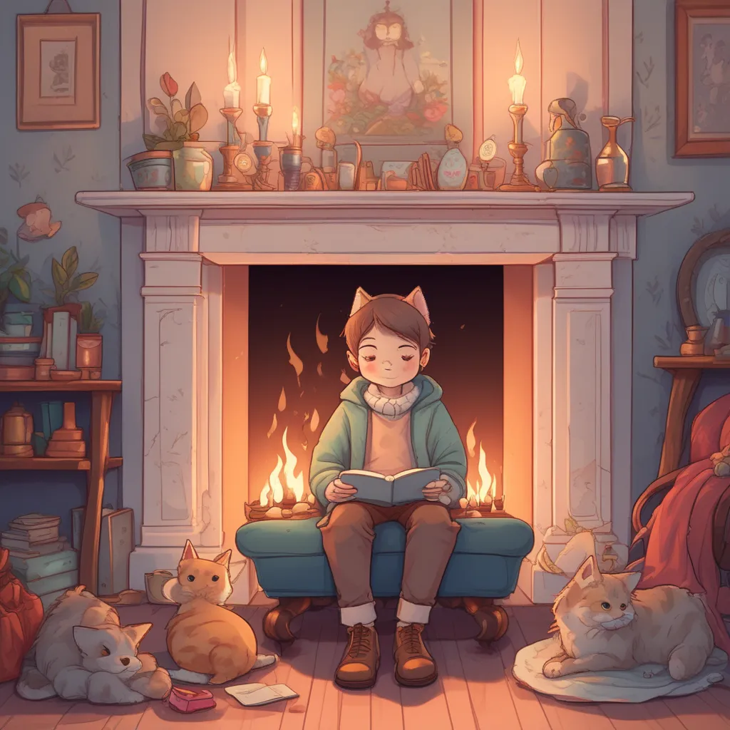 cute cat and boy