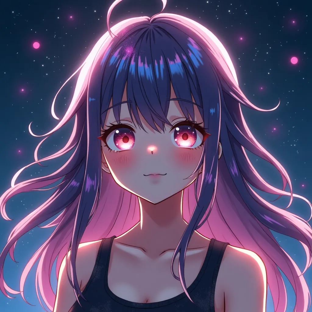 Anime girl with galaxy hair