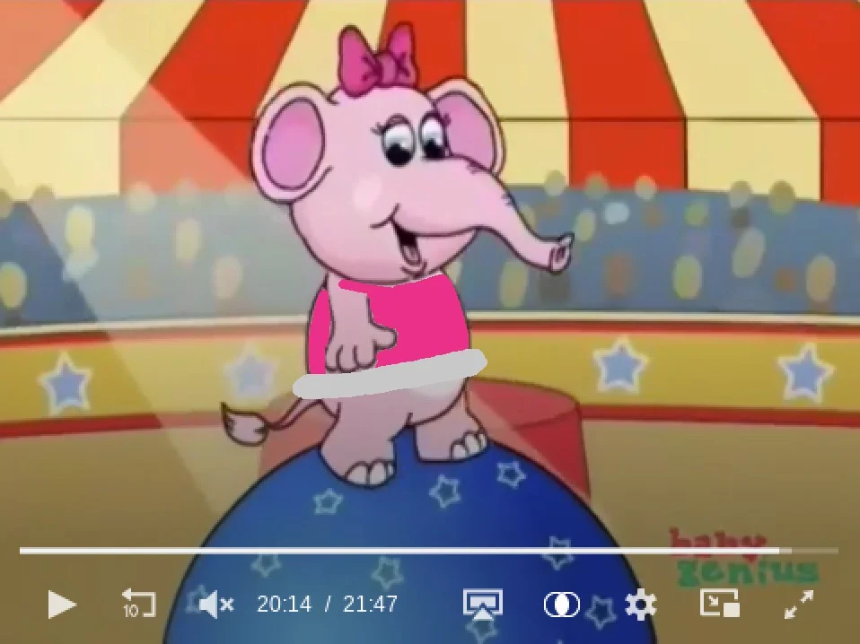 Frankie the elephant standing on the circus ball