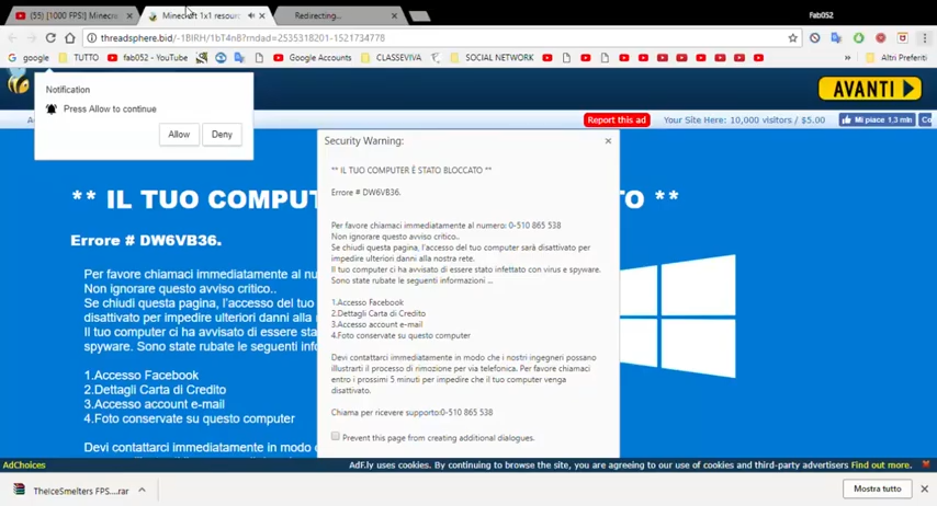 Italian Fake Security Warning Alert voice from ad.fly's ads