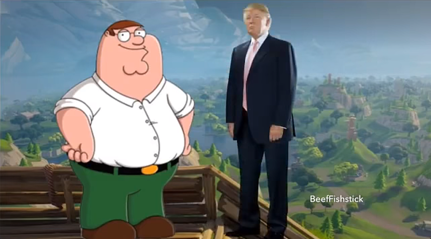 Peter Griffin meets Donald Trump in Fortnite (Peter only)