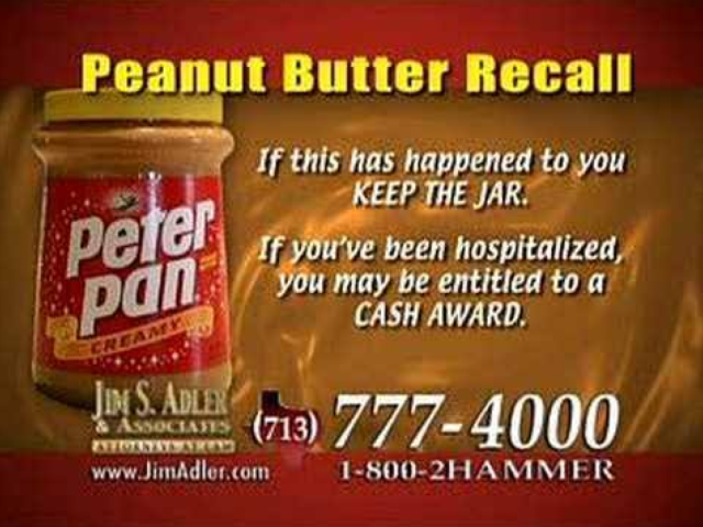 (Male) Peter Pan peanut butter recall announcer.