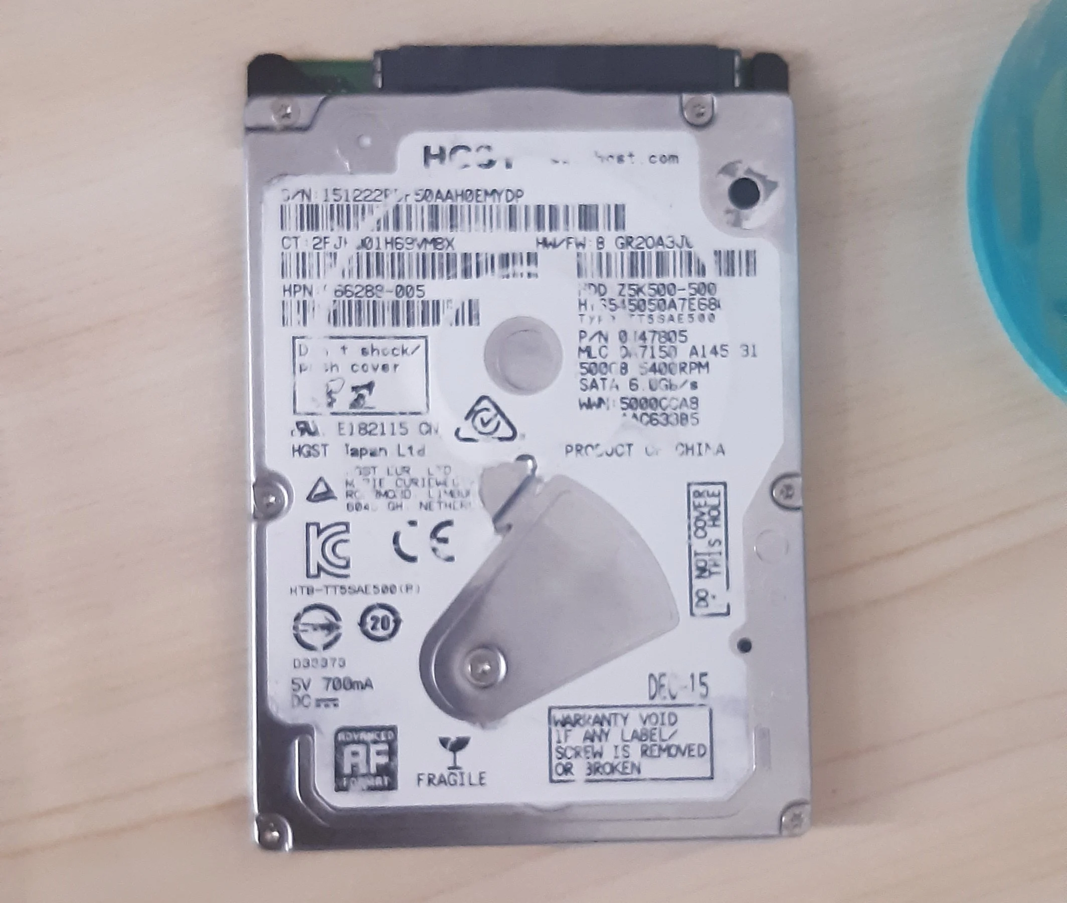 Literally my HGST HTS545050A7E680 HDD
